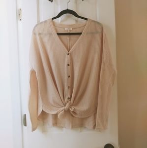 🆕💕 Last 1!! Cream Button Down Waffle Tie Sweater